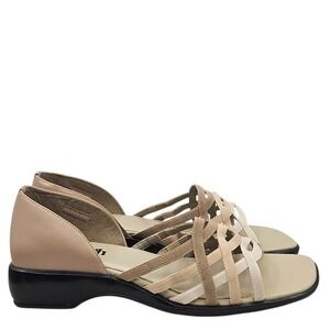 Judith Women's Tan Beige Strappy Block Heel Sandals Size 8
